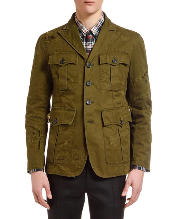 Men's Distressed Chino Field Jacket