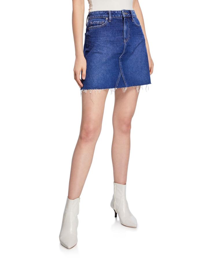 Aideen Denim Mini Skirt W/ Raw Hem