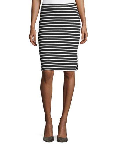 Striped Rib-knit Pencil