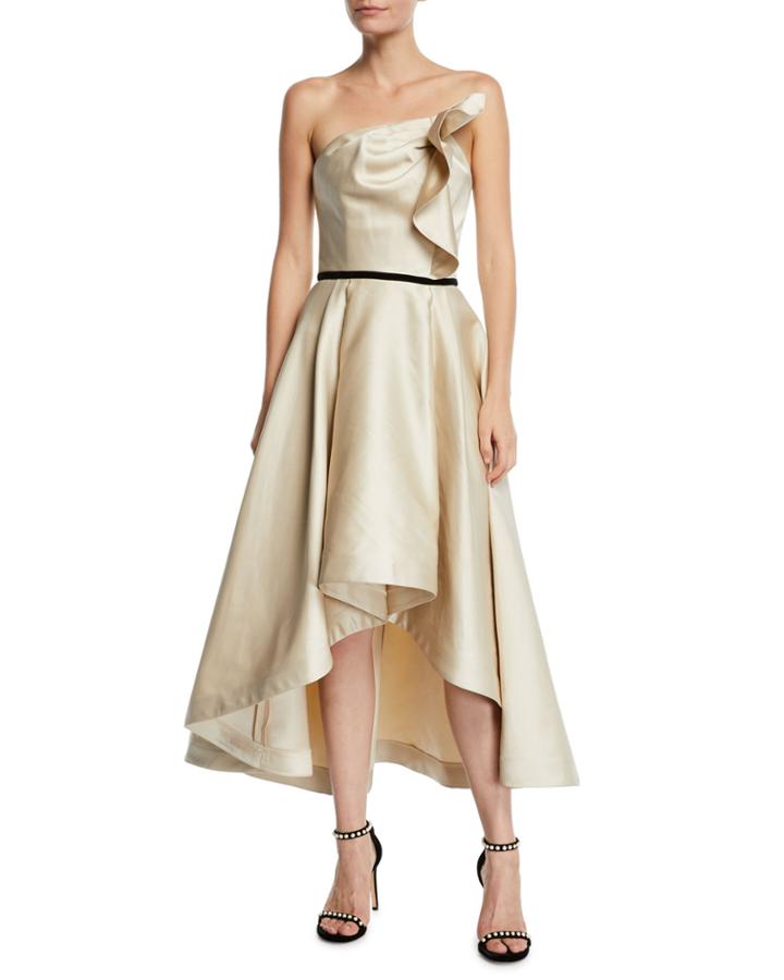 Amberose Strapless Satin High-low Dress