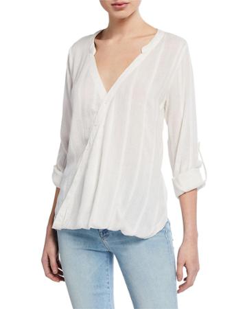 Long-sleeve Button-front Top