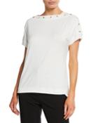 Laced-trim Short-sleeve Top