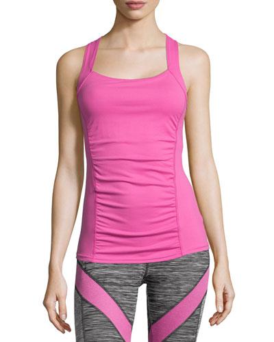 Alecia Ruched Crisscross Tank, Amaryllis