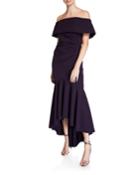 Off-the-shoulder High-low Flounce Dress