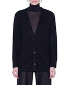 Cashmere Shimmer Button-front Cardigan