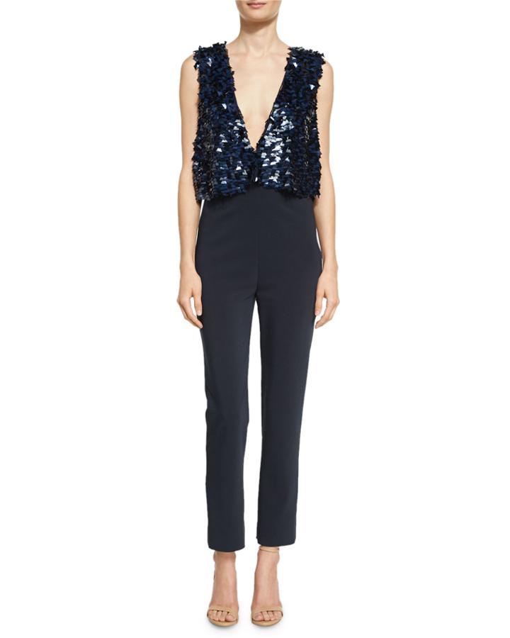 Marie Sequined Plunging V Jumpsuit