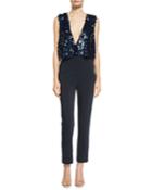 Marie Sequined Plunging V Jumpsuit