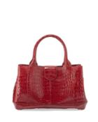 Nancy Gonzalez Crocodile Rectangle Tote Bag, Oxblood, Women's, Red
