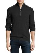 Cashmere Half-zip Sweater, Charcoal