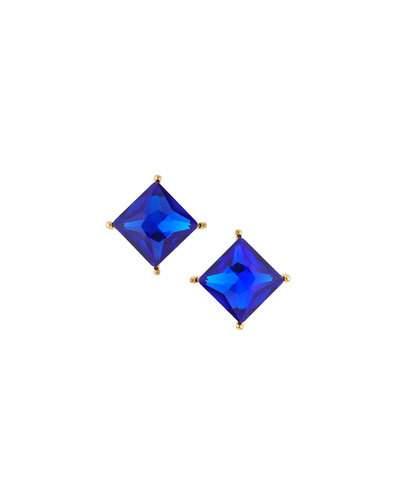 Square Crystal Stud Earrings, Blue