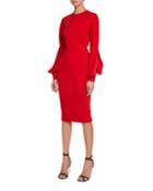 Triple-georgette Slashed-sleeve Dress