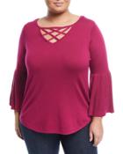Pullover Bell-sleeve Cutout Top,