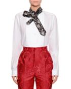 Long-sleeve Poplin Shirt W/ Detachable Contrast Bow