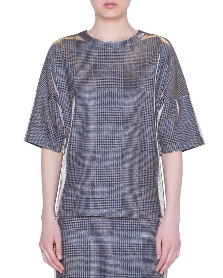 Metallic Glen-check Jersey