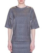 Metallic Glen-check Jersey