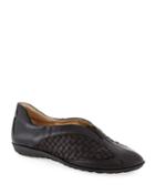 Barabel Woven Leather Loafer Flats, Black