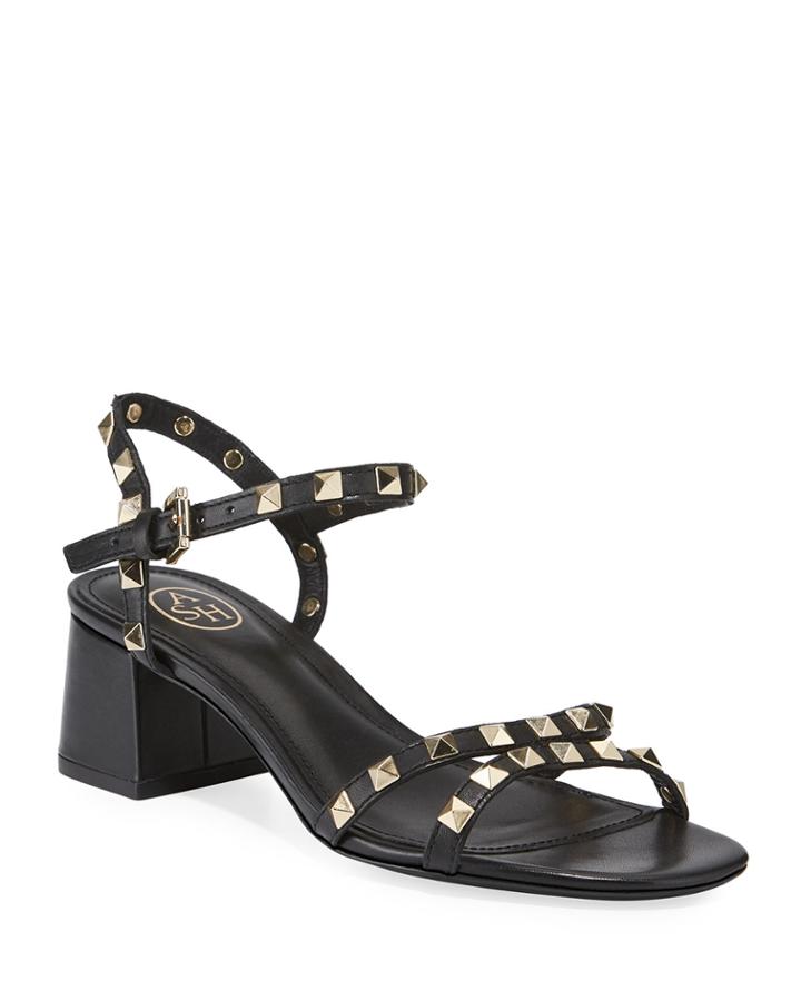Iggy Studded Leather Block-heel
