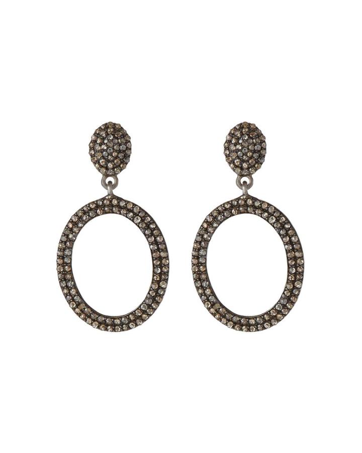 Diamond Pave Oval-drop Earrings