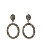 Diamond Pave Oval-drop Earrings