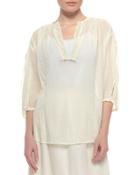 Lace-trim Voile Blouse