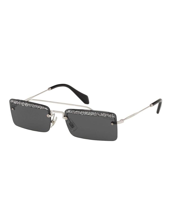 Rimless Rectangle Glittered