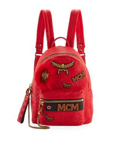 Stark Leather Insignia Backpack, Red