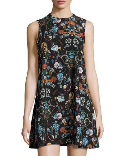 Bradley Floral-print Dress, Black