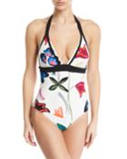 Pop Art Printed Halter One-piece