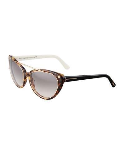 Edita Cat-eye Sunglasses, Brown/black