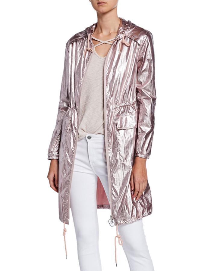 Iridescent Hooded Anorak Coat