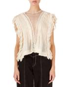 Roya Sleeveless Lattice-lace Neck Blouse