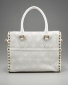 Diane Von Furstenberg Hayworth Woven Leather Tote, White, Women's