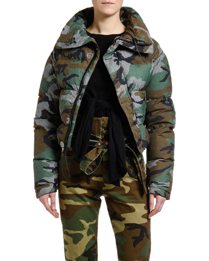 Camo Print Puffer Coat
