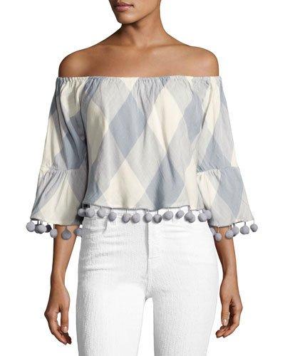 Alexa Off-the-shoulder Top, Blue