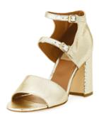 Randall Crackled Metallic Leather Block-heel