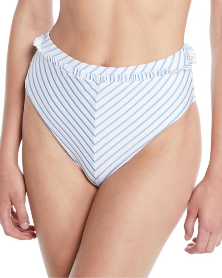 Em Striped High-waist Bikini Bottoms