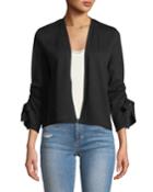 Tunneled Bow-tie Sleeve Open-front Cardigan