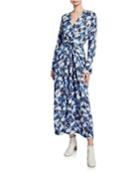 Darka Tie-front Floral Long-sleeve Dress