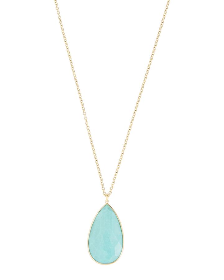 18k Rock Candy Large Pear Necklace In Turquoise