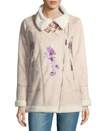 Embroidered Faux-shearling Jacket