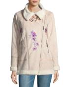 Embroidered Faux-shearling Jacket
