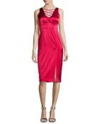 Sleeveless Lace-up Satin Dress W/