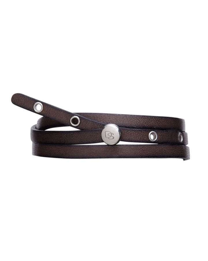 Men's Adjustable Leather Wrap Bracelet, Dark Brown