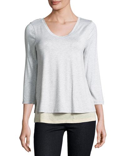 Double-layer 3/4-sleeve Tee,