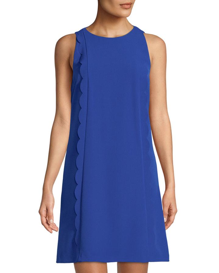 Scallop-edge Crepe Dress