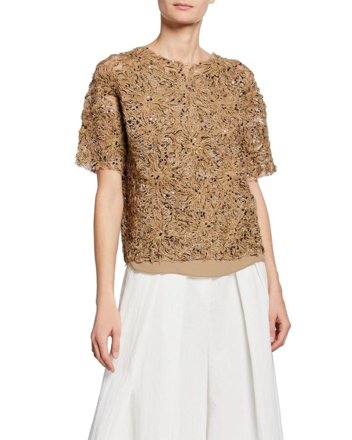 Artisan Cotton-linen Floral Top