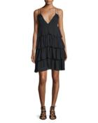 Canyons Tiered Silk Dress, Black