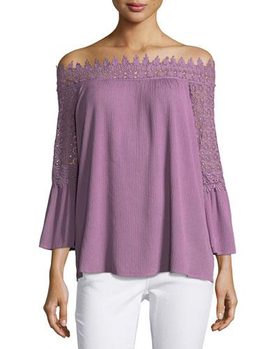 Lace-trim Off-the-shoulder Blouse