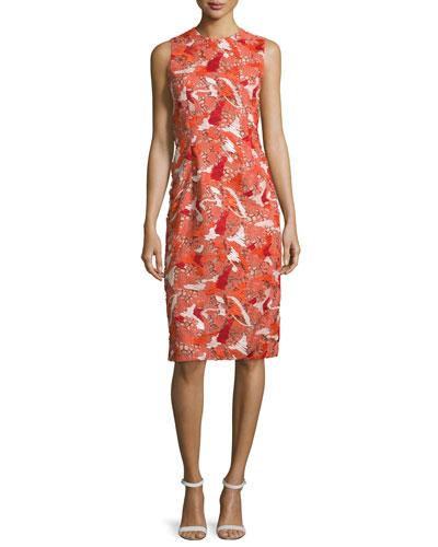 Sleeveless Jewel-neck Lace