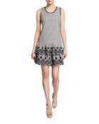 Striped Sleeveless Tiered-hem Dress